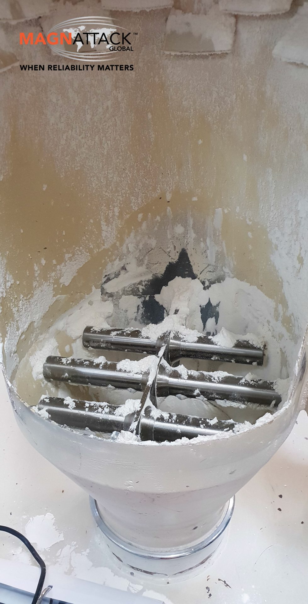 Circular Grate Magnet installed in flour mill. This Grate Magnet was installed in the housing of the customers old Bullet Magnet.