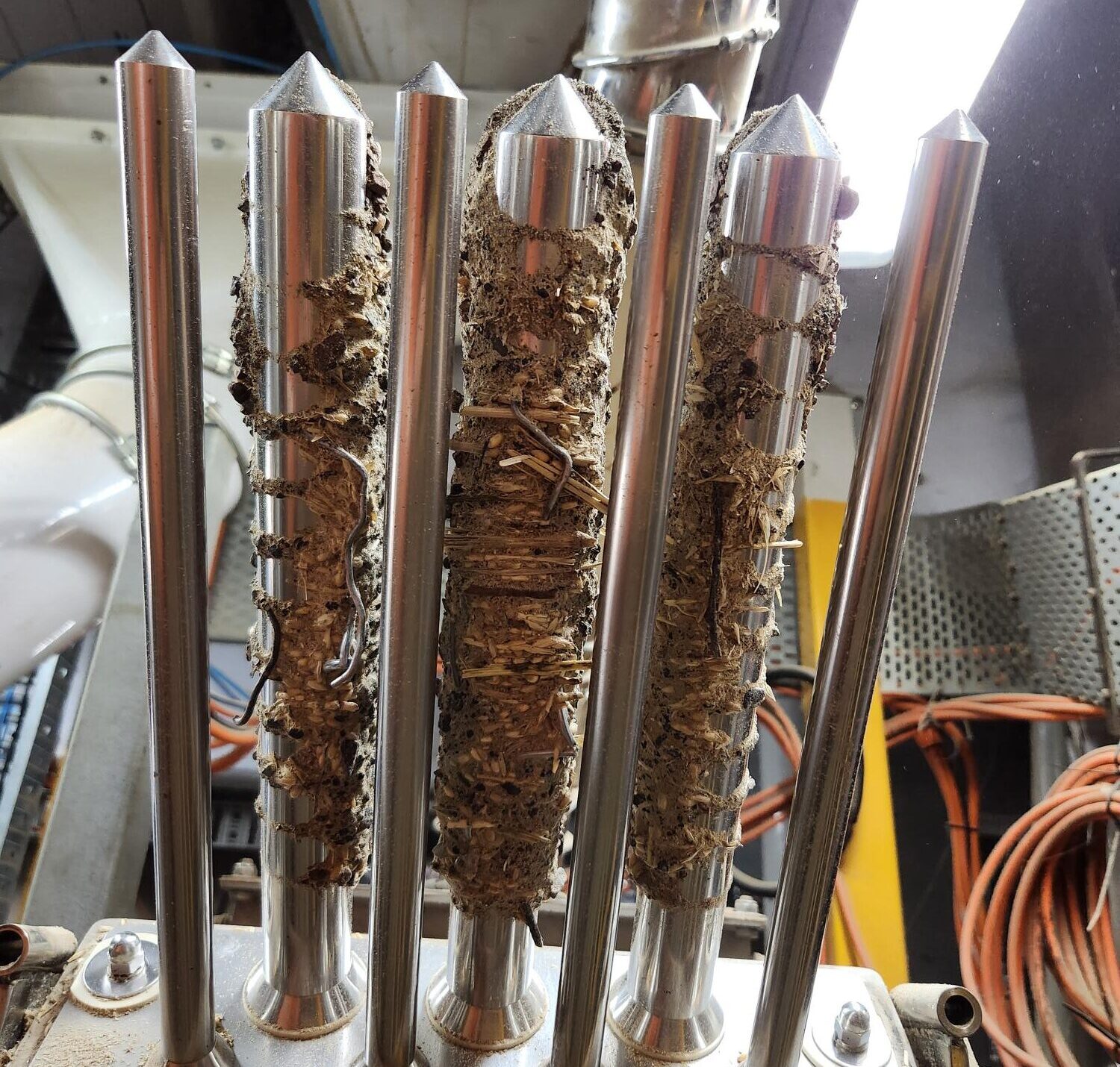 Metal fragments collected on magnetic separator